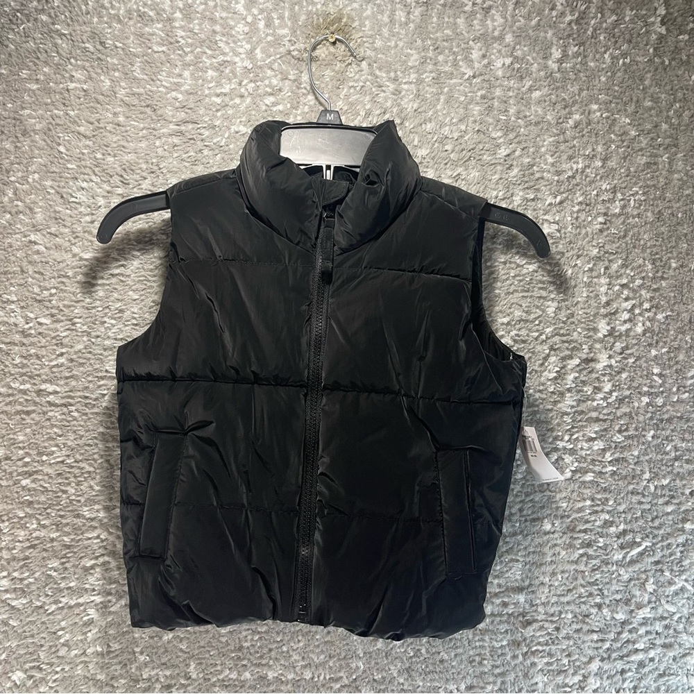 Old Navy Black Full Zip Quilted Vest Youth Size XS, 5 NWT